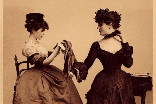 Victorian Woman Raising The Hem Of Her Dress To Show Openart