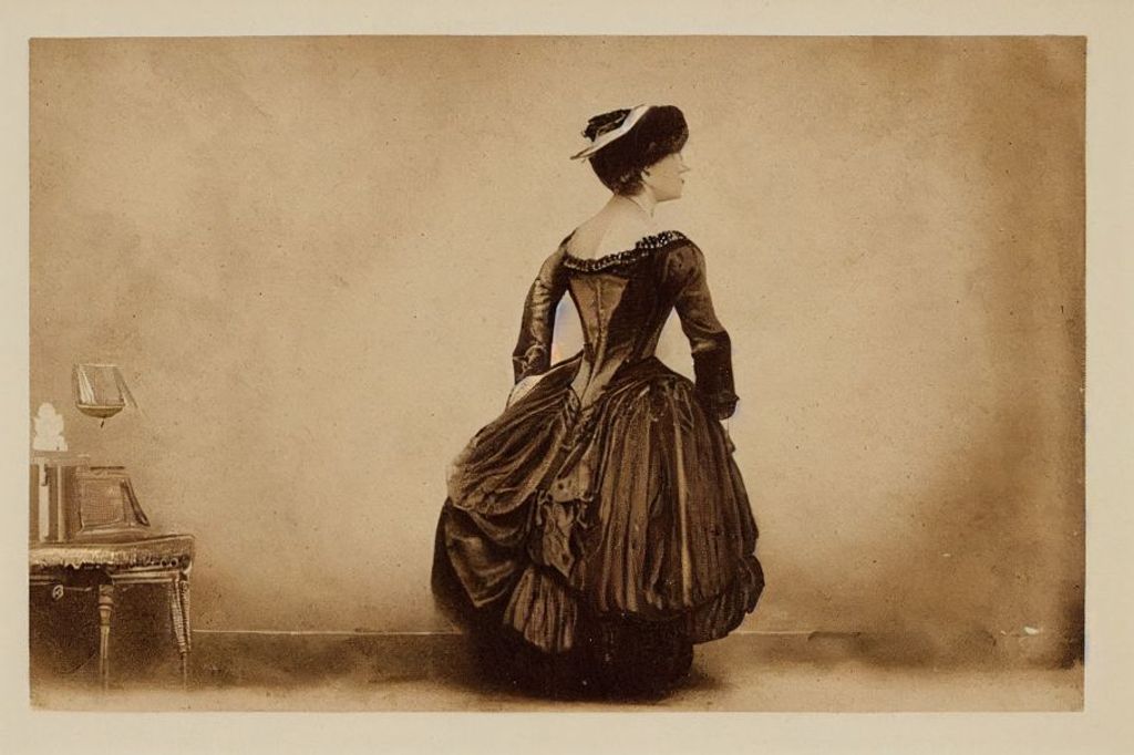 Victorian Woman Raising Her Dress To Her Knee Showin Openart