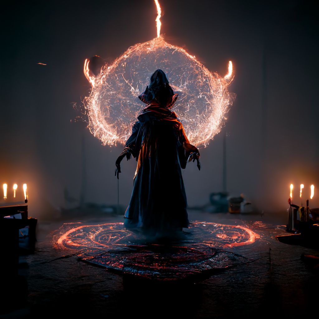 Prompt: wizard summoning a demon, fantasy unreal engine 8k