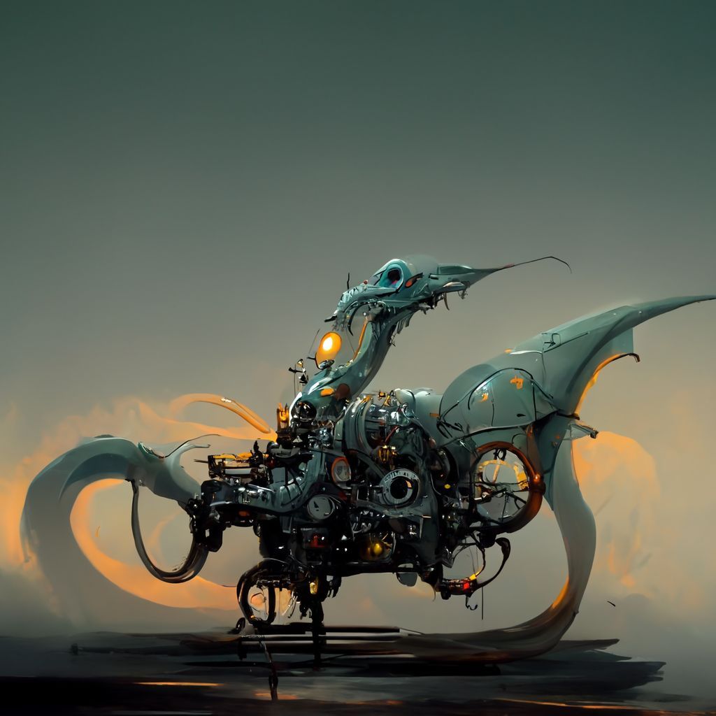 Prompt: mechanical dragon, concept drawing 8k