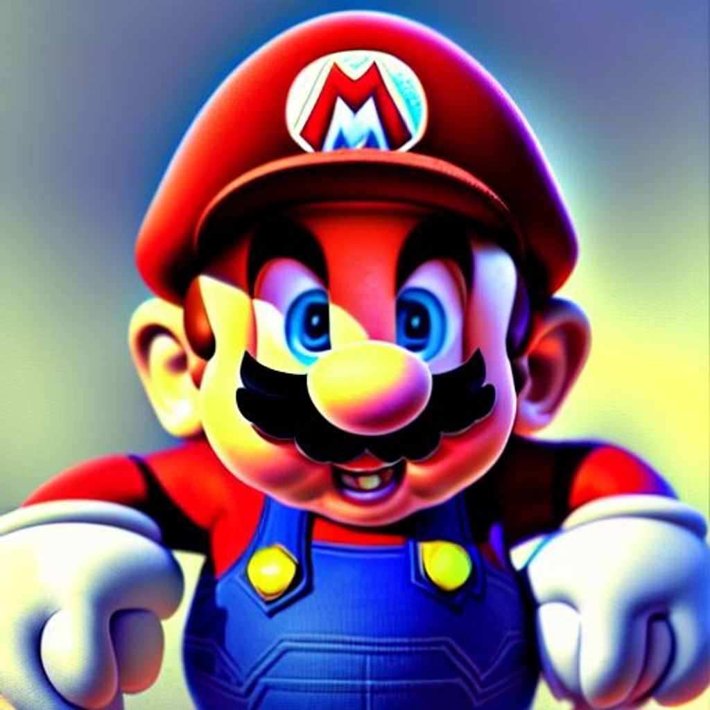 super mario, peeking behind him, highly detailed, di...