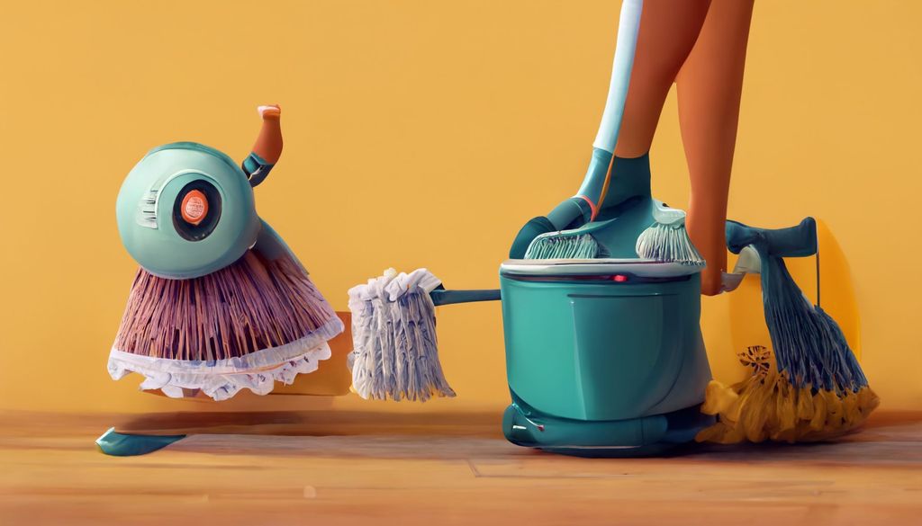 Prompt: a monster maid cleaning the house, fantasy cartoon 8k max detail