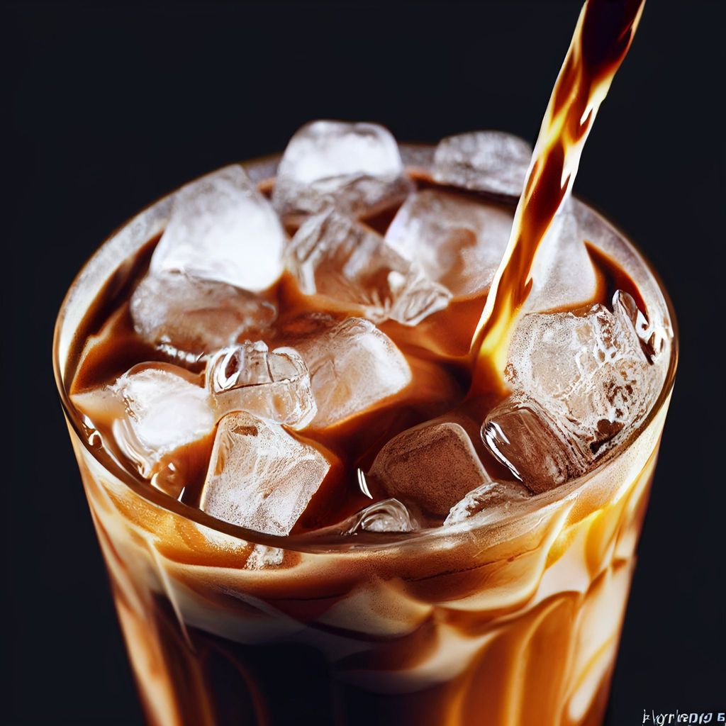 Premium AI Image  A glass of iced coffee with ice cubes and a