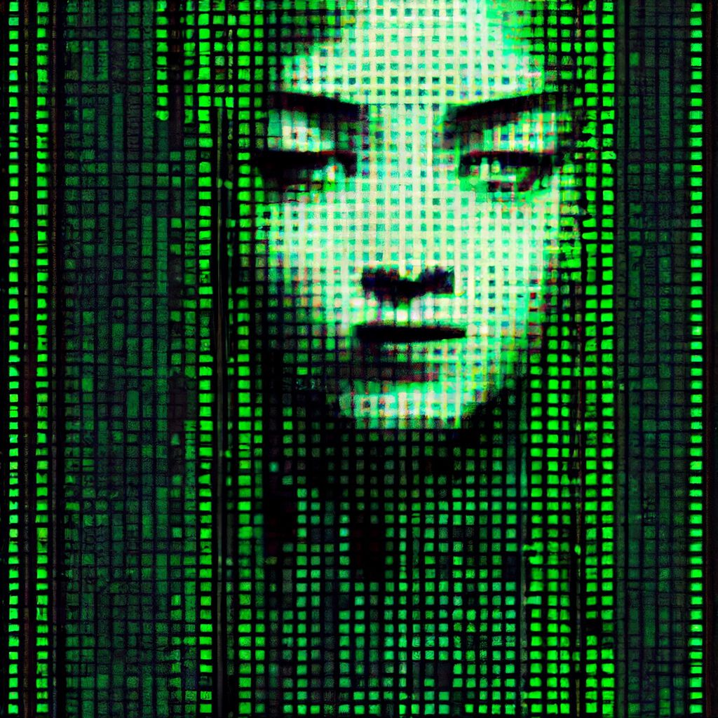 Prompt: green ascii portrait of a cyberpunk girl