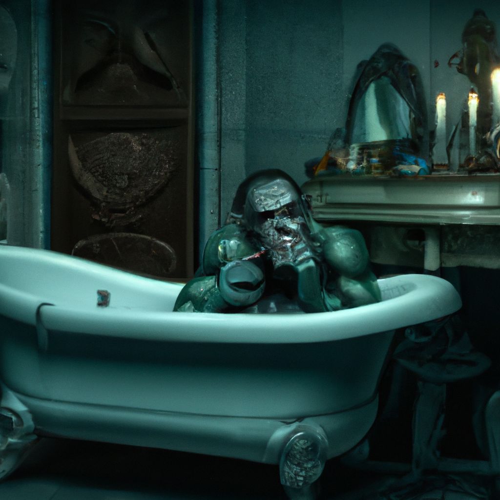 Prompt: frankenstein sitting in a bathtub, digital Art, perfect composition, beautiful detailed intricate insanely detailed octane render trending on artstation, 8 k artistic photography, photorealistic concept art, soft natural volumetric cinematic perfect light, chiaroscuro, award - winning photograph, masterpiece, oil on canvas, raphael, caravaggio, greg rutkowski, beeple, beksinski, giger