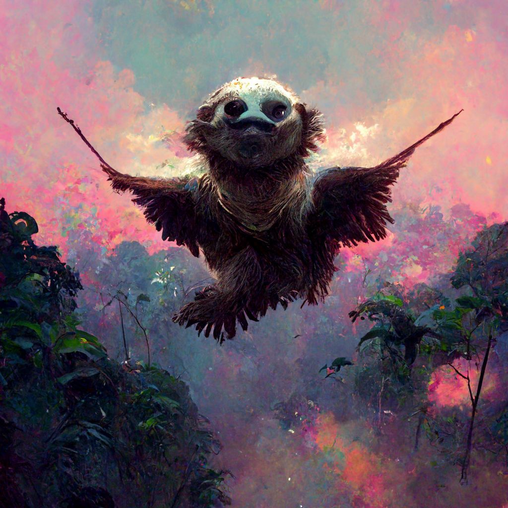 Prompt: a_sloth_flying_in_a_fantasy_jungle