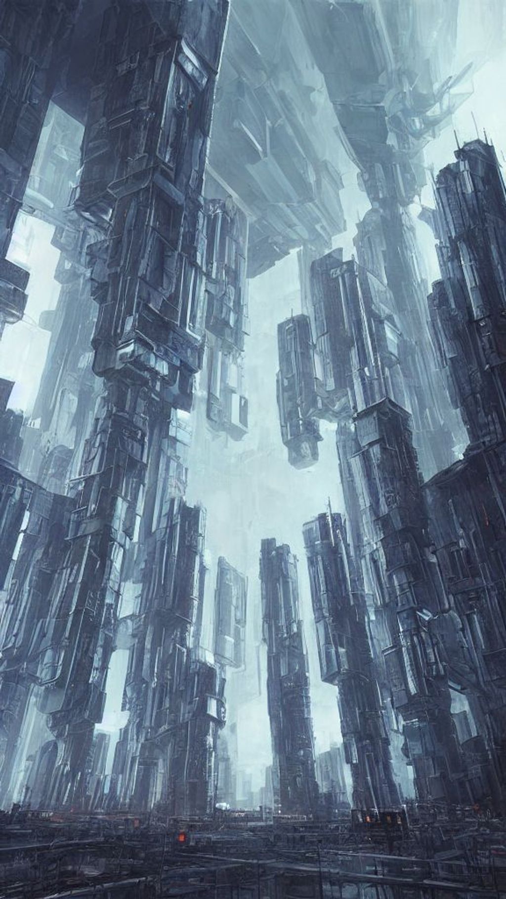 Prompt: Artificial megastructures, dystopian cyberspace, brutalism, concept art, cyberpunk