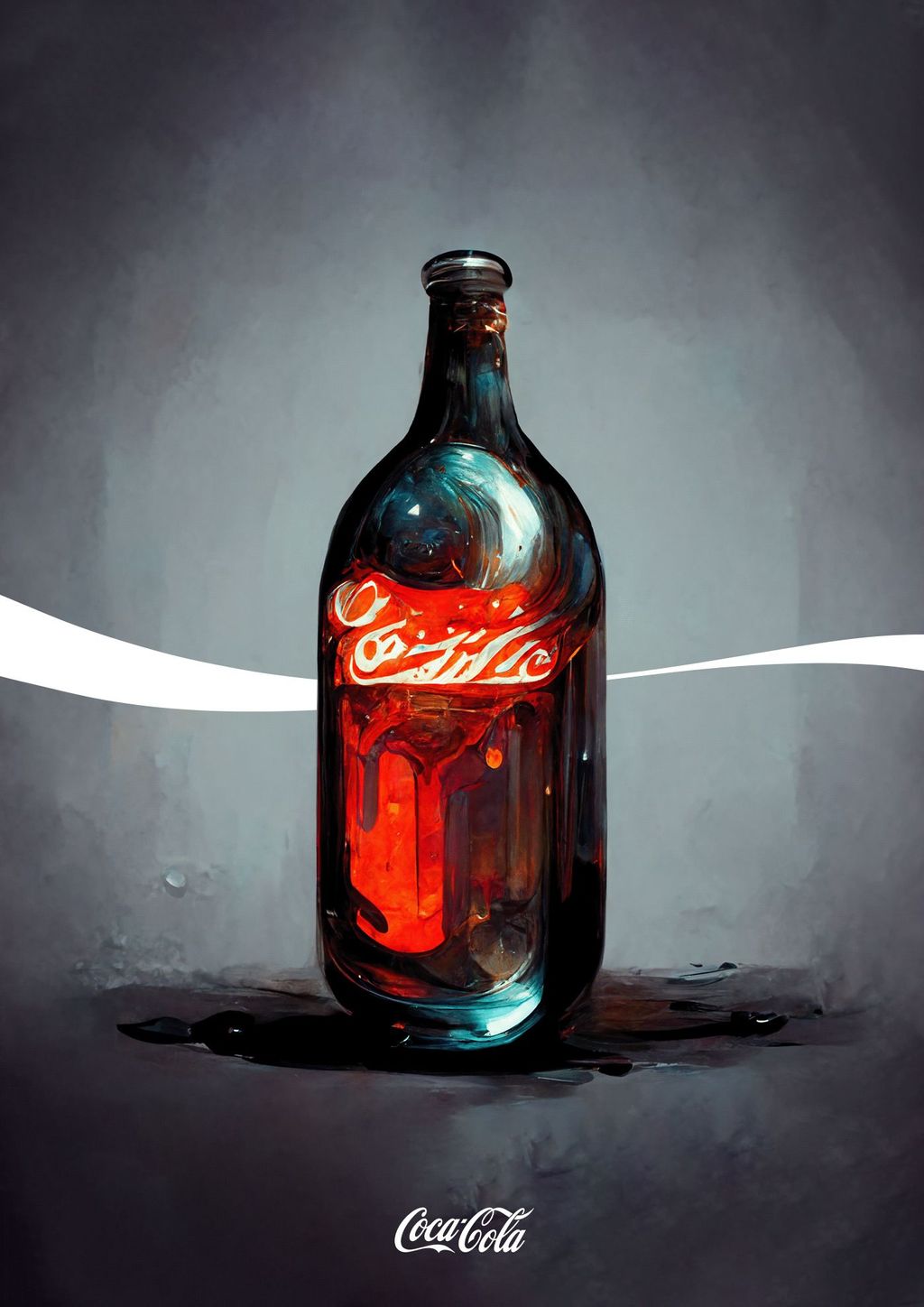 Prompt: A bottle so distinct that it could be recognized by touch in the dark or when lying broken on the ground.