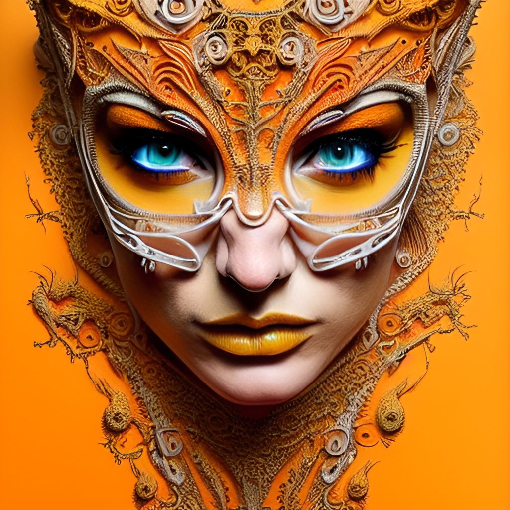 Prompt: female, orange and yellow tones, insanely detailed and intricate, hypermaximalist, elegant, ornate, hyper realistic, super detailed, by Pyke Koch