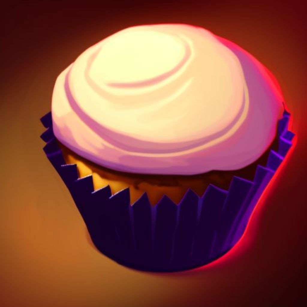 Prompt: A hyperrealist detailed cupcake in the middle center of a black background in the style of a rpgicon,  game inventory item icon,