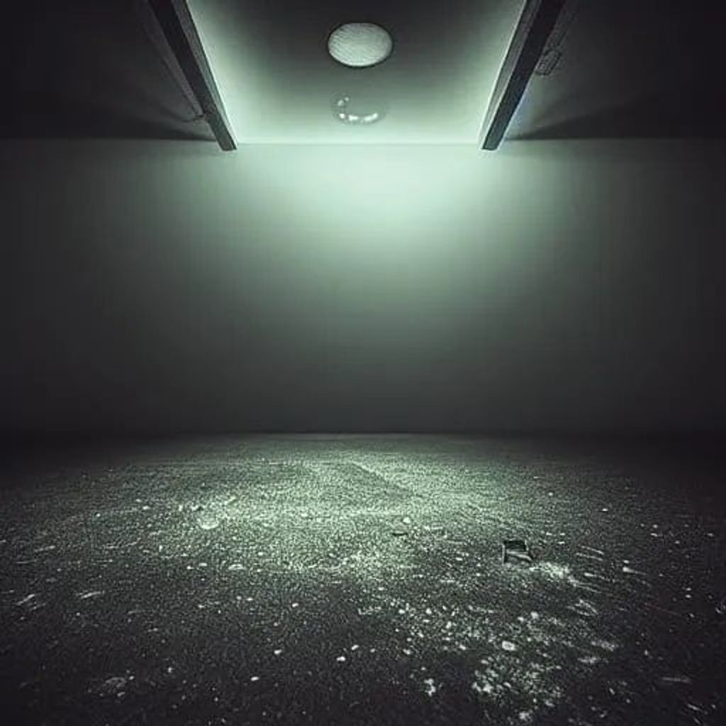 Prompt: Dark room with single lightbulb, epic, cinematic, creepy, fear, darkness particles, light reflections, light particles, epic lightning, lightning particles, digital art