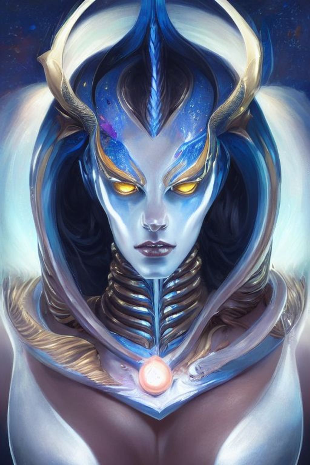 Prompt: Aurelion Sol as a beautiful female character