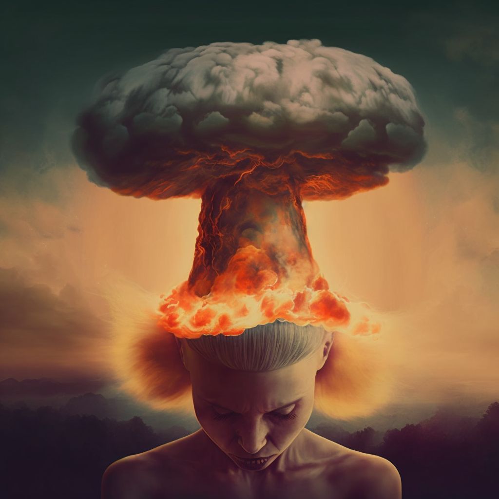 Prompt: nuclear mushroom cloud on top of my head