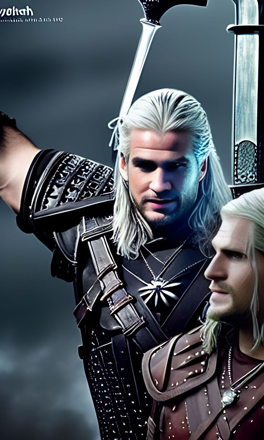 Prompt: two people fighting, liam hemsworth as the witcher, fighting, henry Cavil as the Witcher, digital Art, perfect composition, cinematic lighting, beautiful detailed insanely detailed, 8 k artistic photography, photorealistic concept art, cinematic perfect light, award - winning photograph, masterpiece