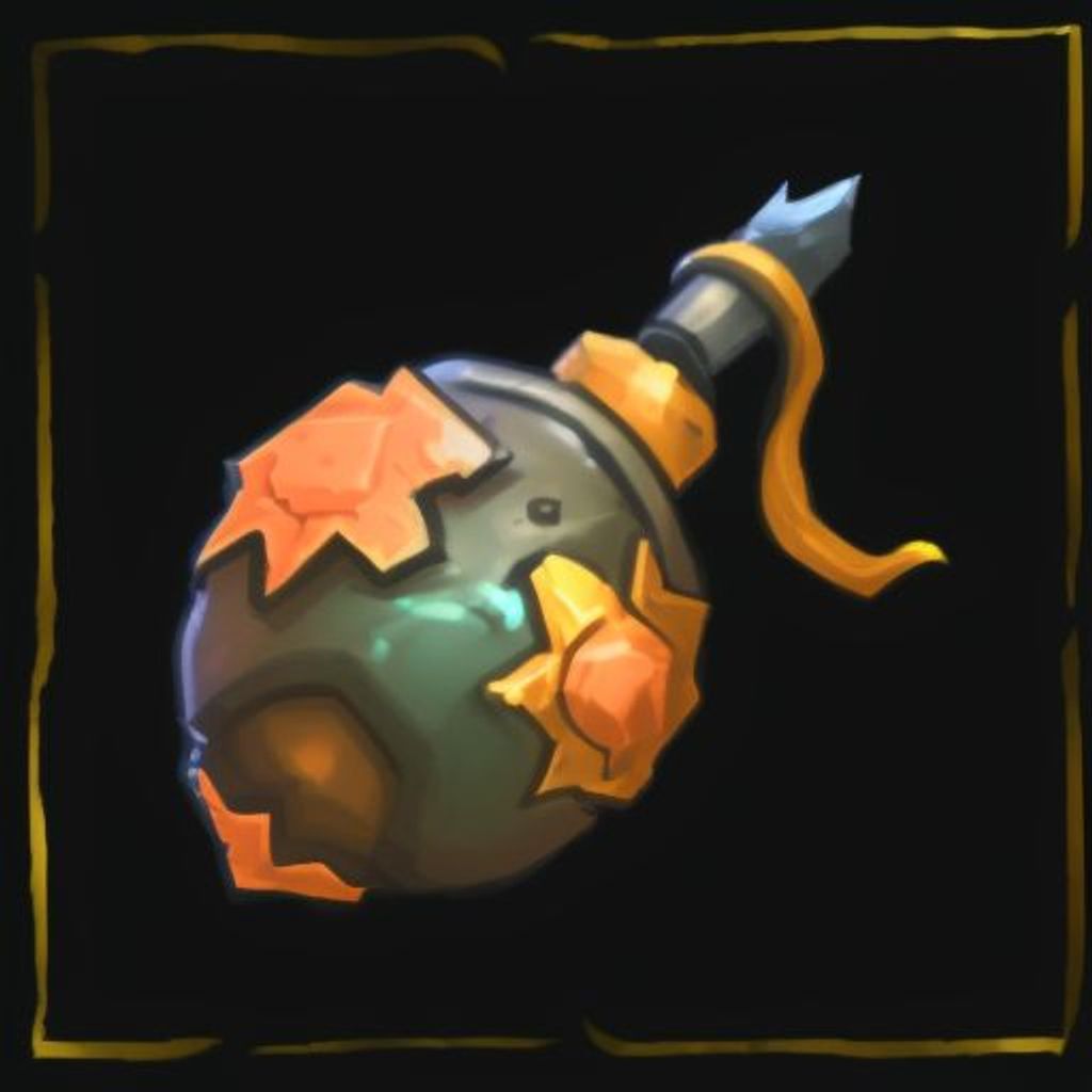 Prompt: A (hyperdetailed (realist (rpgicon))) of a smoke grenade in a solid black background, game inventory item rpgicon, 2d game asset, World of Warcraft, League of Legends, DOTA 2, digital hand painting, vivid, bright and saturated colors