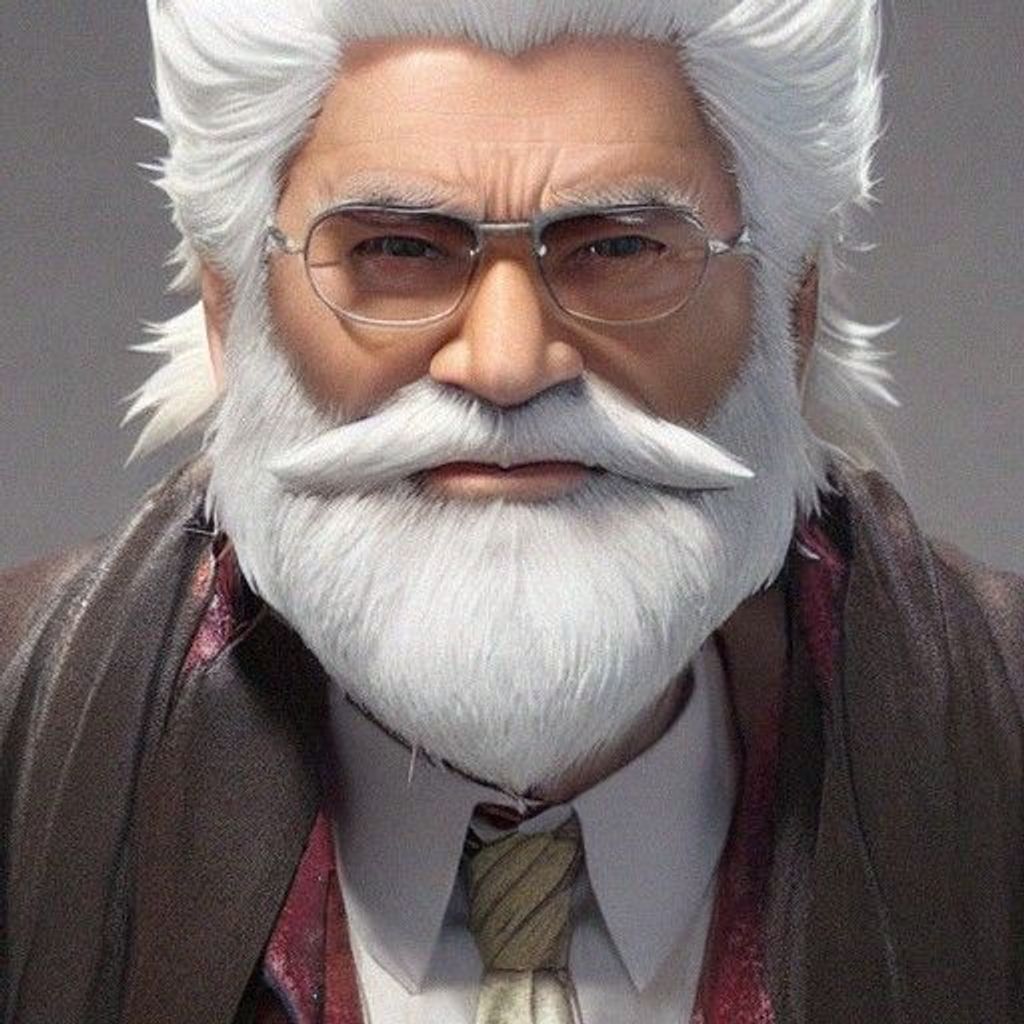 Prompt: Dark Complexion Wicked Old Man, White Hair. Long Beard.