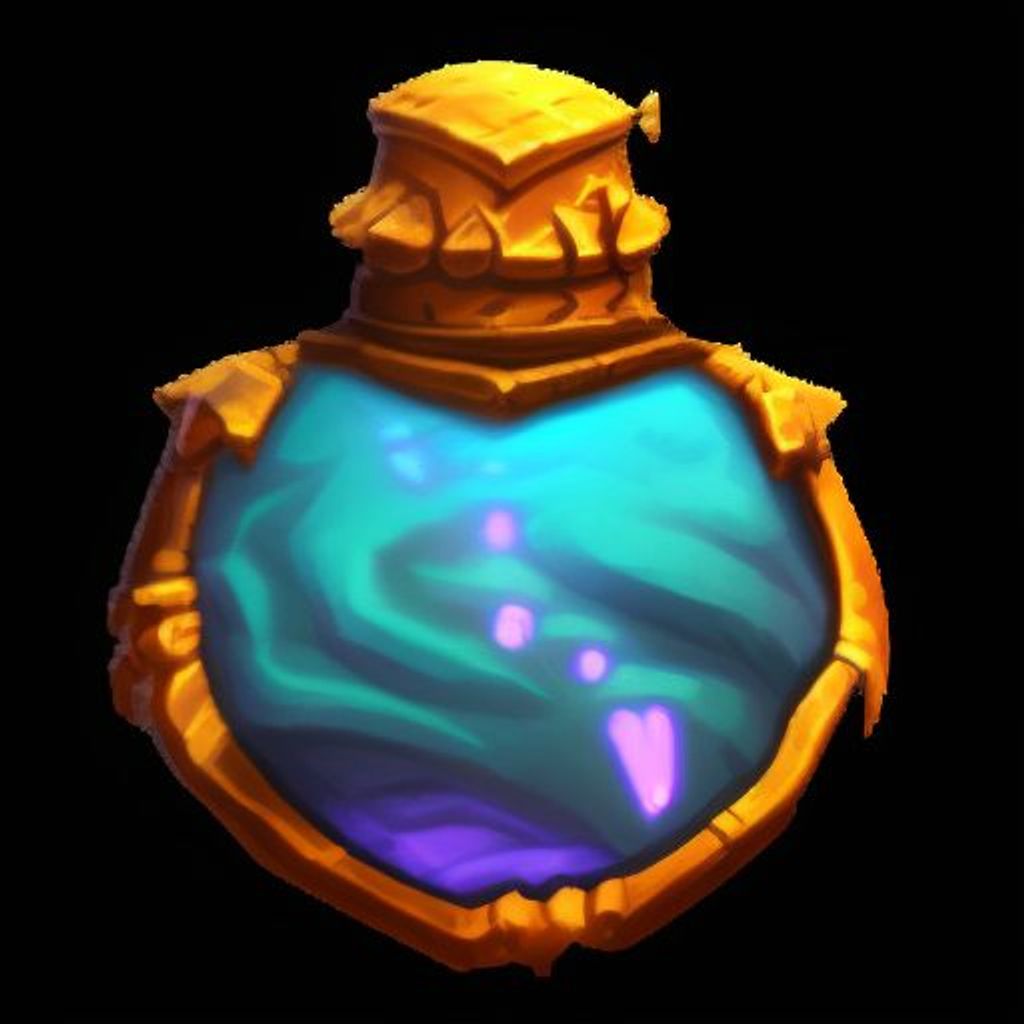 Prompt: (hyperdetailed (realist (rpgicon))) magic elixir in the middle center of a solid black background, game item icon, 2d game asset, World of Warcraft, Guild Wars 2, League of Legends, DOTA 2, digital hand-painting