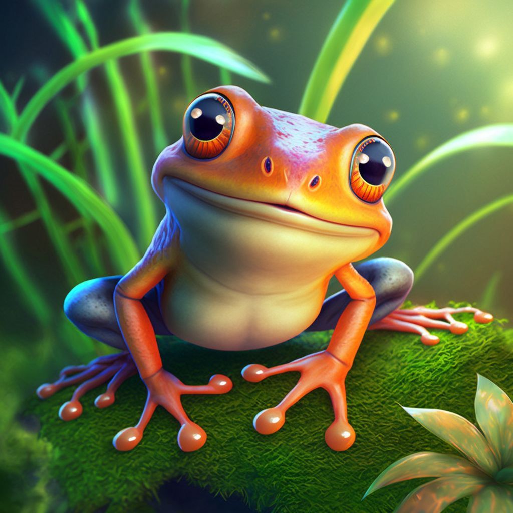 Prompt: poisonous frog, fantasy cartoon 8k