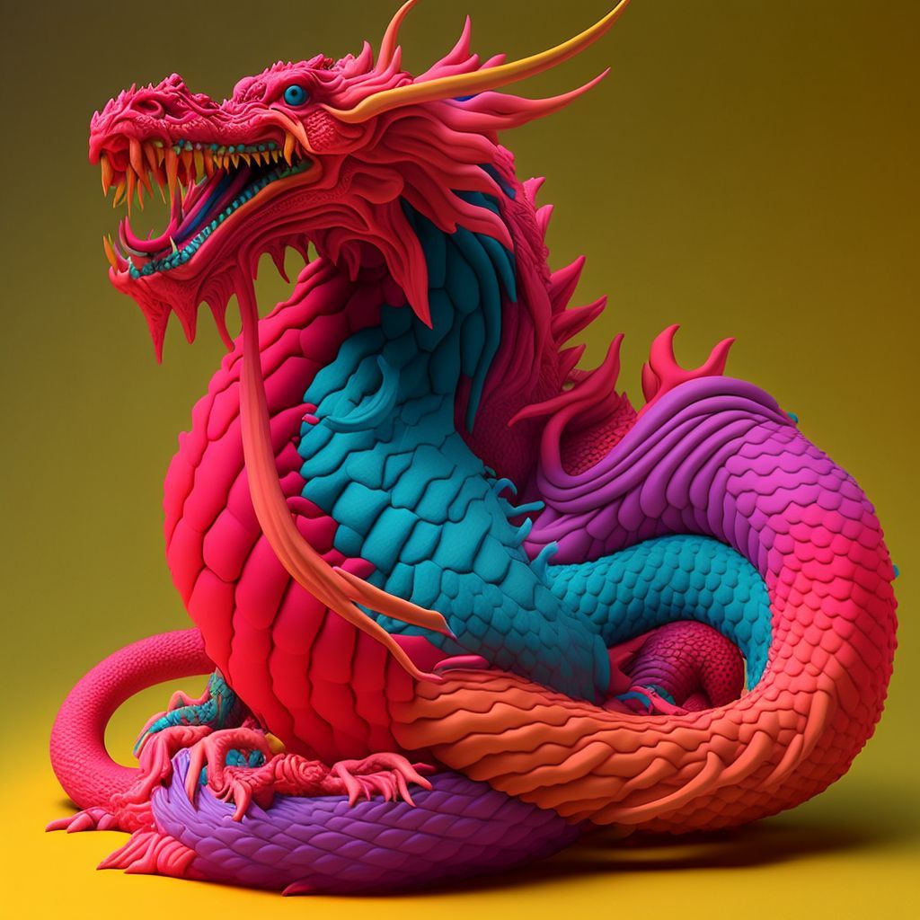 Prompt: 3d dragon, play doh