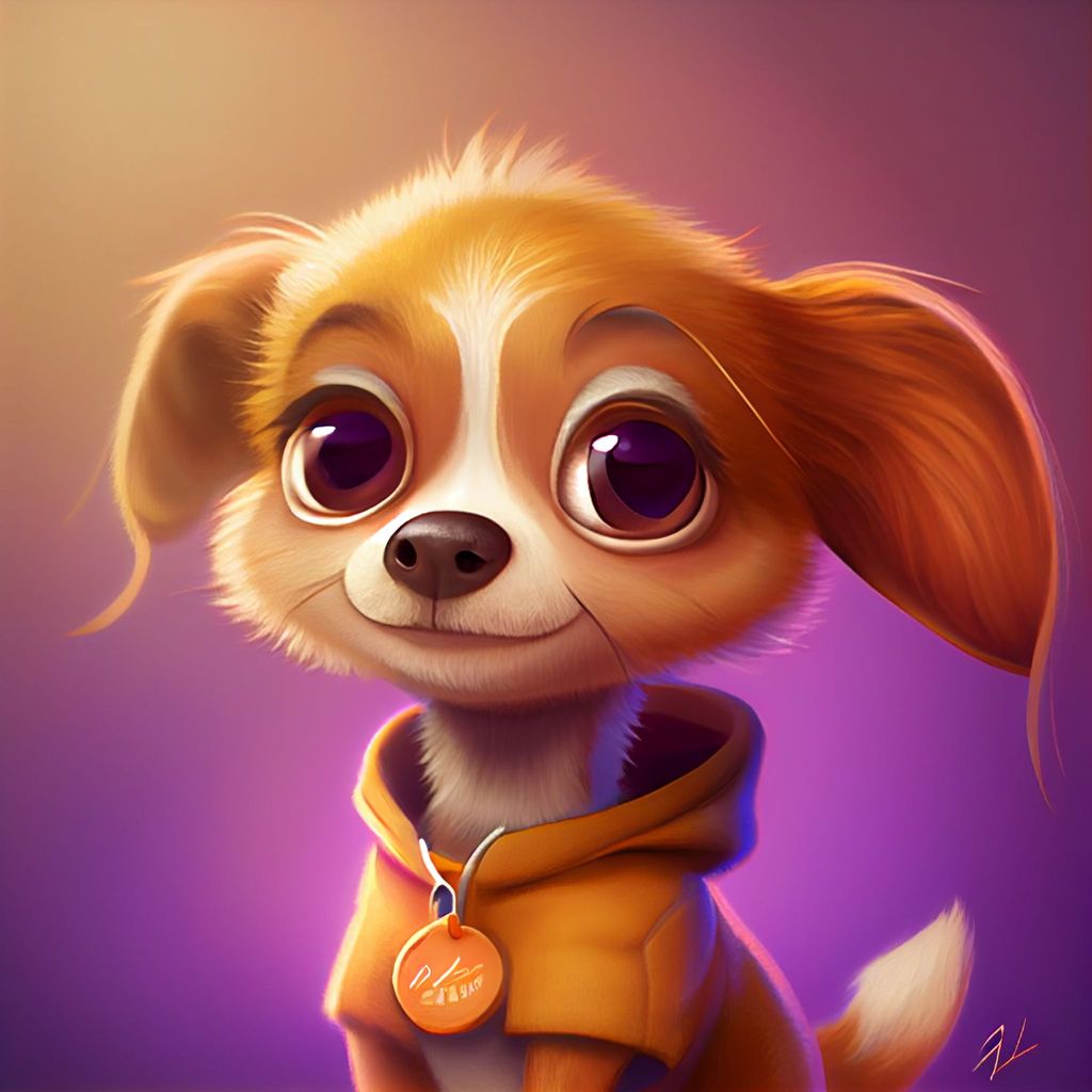 Prompt: A cute little dog character from a new award-winning pixar movie in 2030