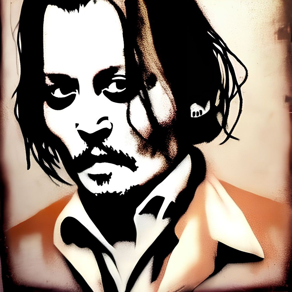 Prompt: Portrait of Johnny Depp in the style of Banksy