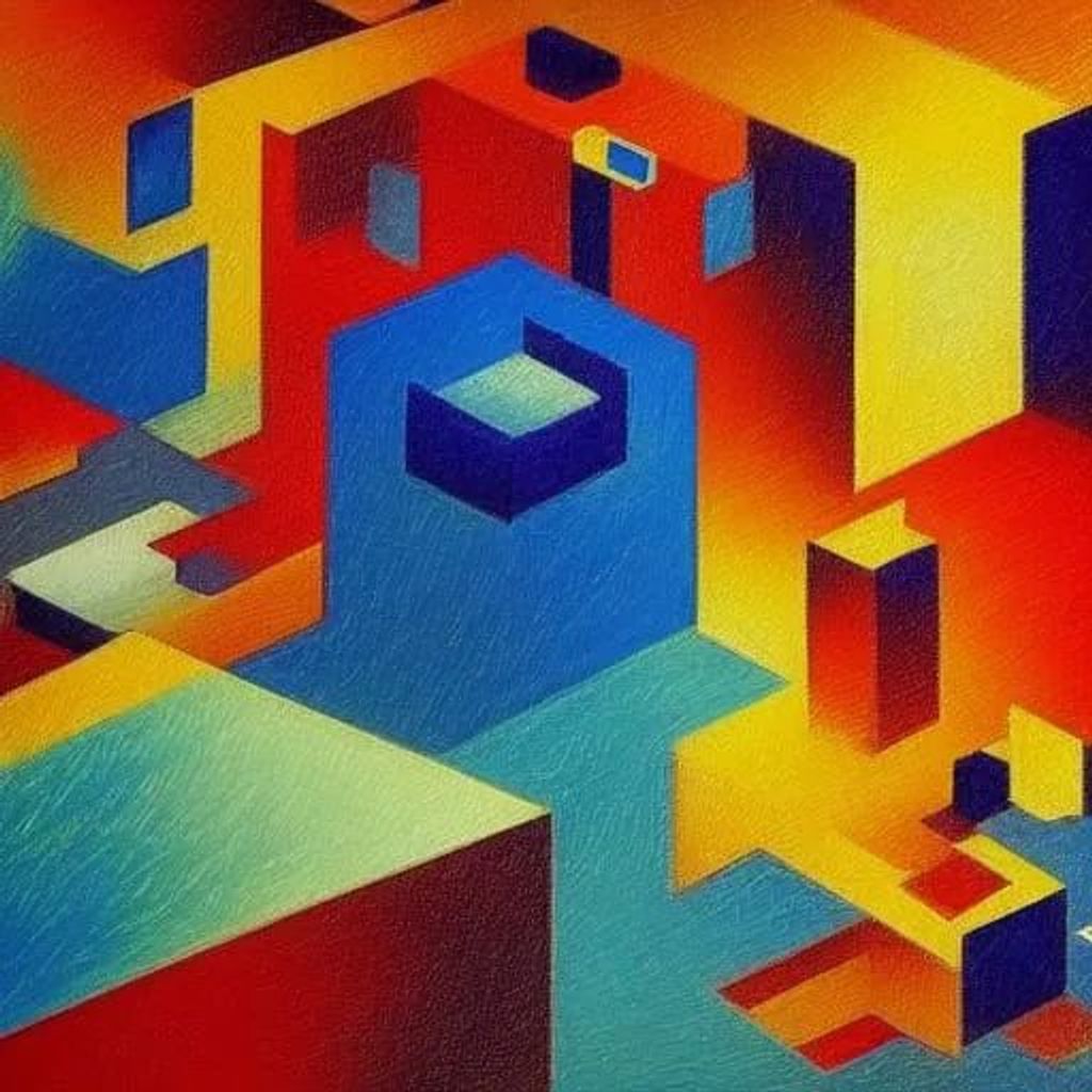 Prompt: Cubism, impressionist painting, big brush strokes, paint particles, cube particles, artistic atmosphere, epic, cinematic, artistic, coherent, realistic, colourful, detailed