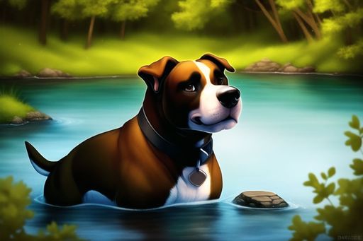 Happy Dark Brown Pitbull Floppy Ears White Paws OpenArt   Image 1668585159093 512 