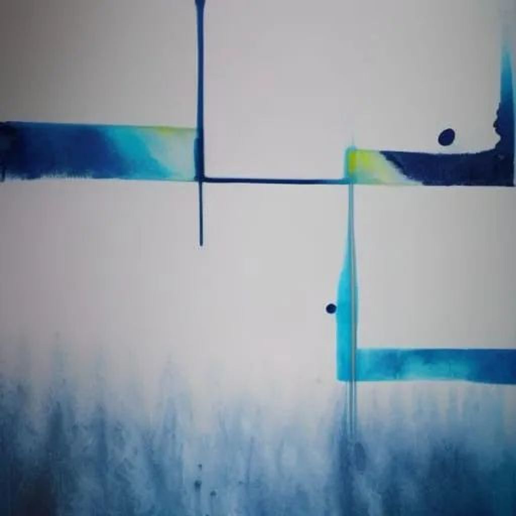 Prompt: Artistic geometric dripping blue art