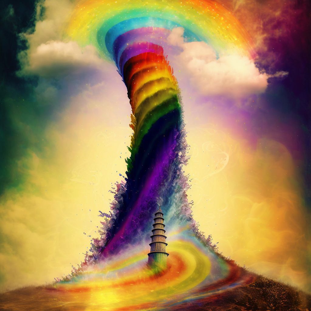 Prompt: rainbow tornado, surreal