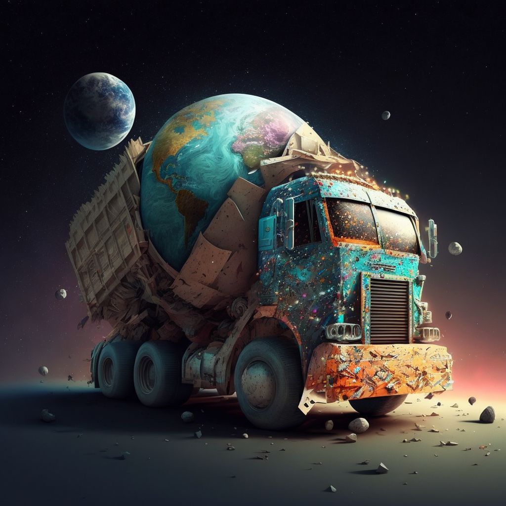 Prompt: space junk garbage truck