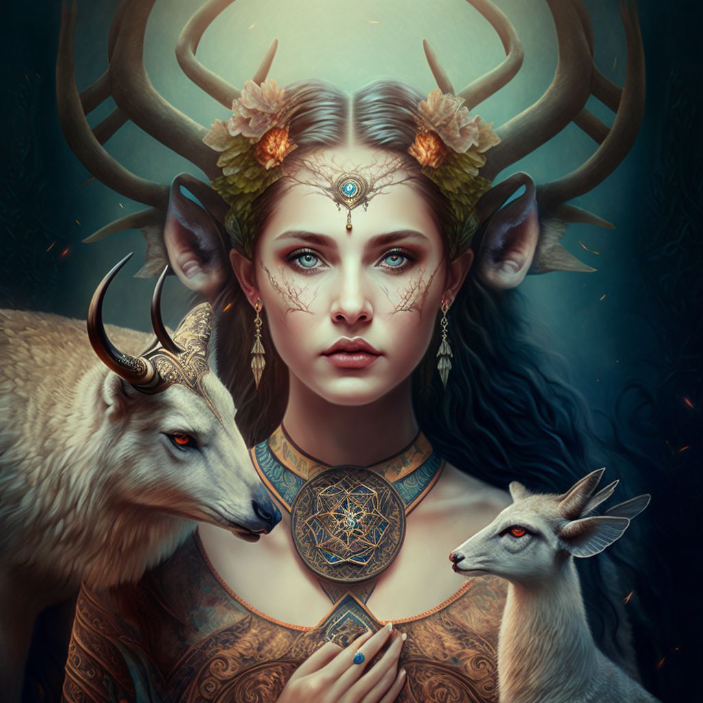 Prompt: goddess of animals