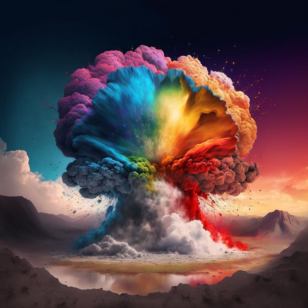 Prompt: rainbow nucelar explosion