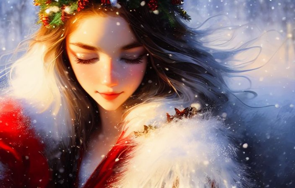 Prompt: Santa Claus girl, winter wonderland landscape, Christmas atmosphere, pastel, intricate, oil on canvas, masterpiece, expert, insanely detailed, 4k resolution, midjourney style