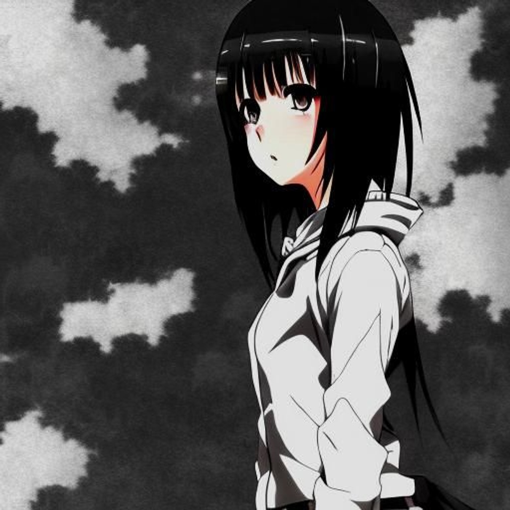 anime visual of a girl with short hair, dark atmosph