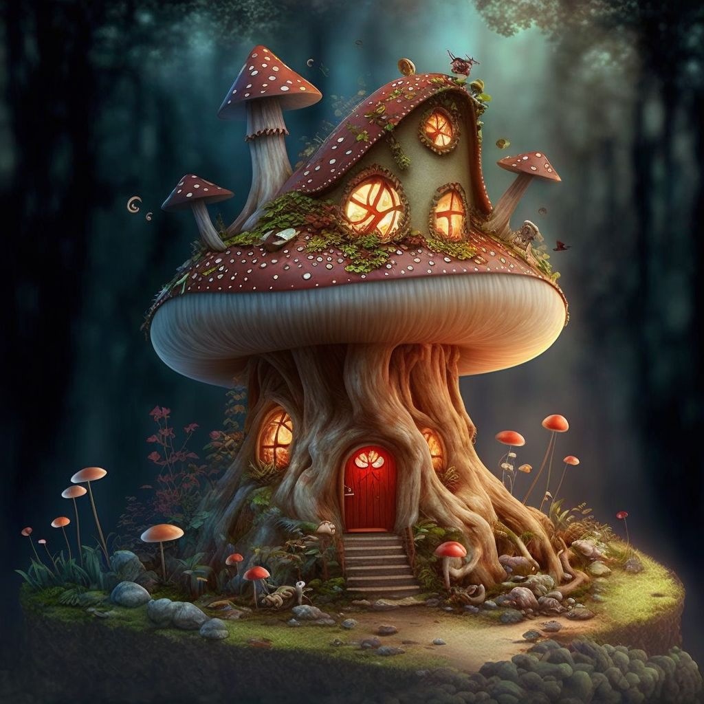 Prompt: fairy mushroom house