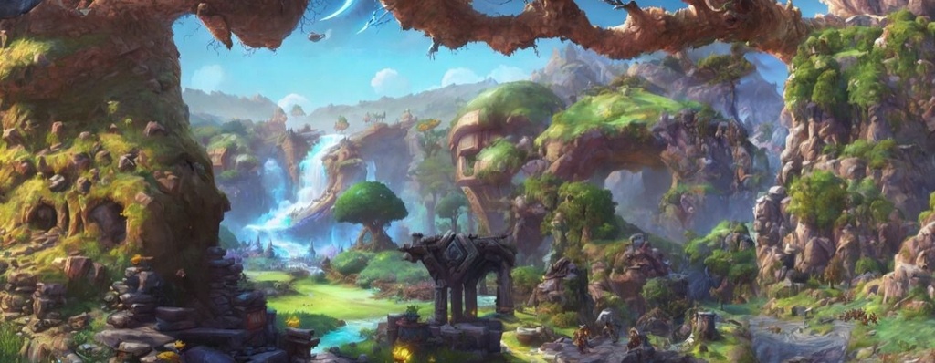 Prompt: hyperrealist detailed landscape background, game item icon, 2d game asset, World of Warcraft, Guild Wars 2, digital hand painting concept art