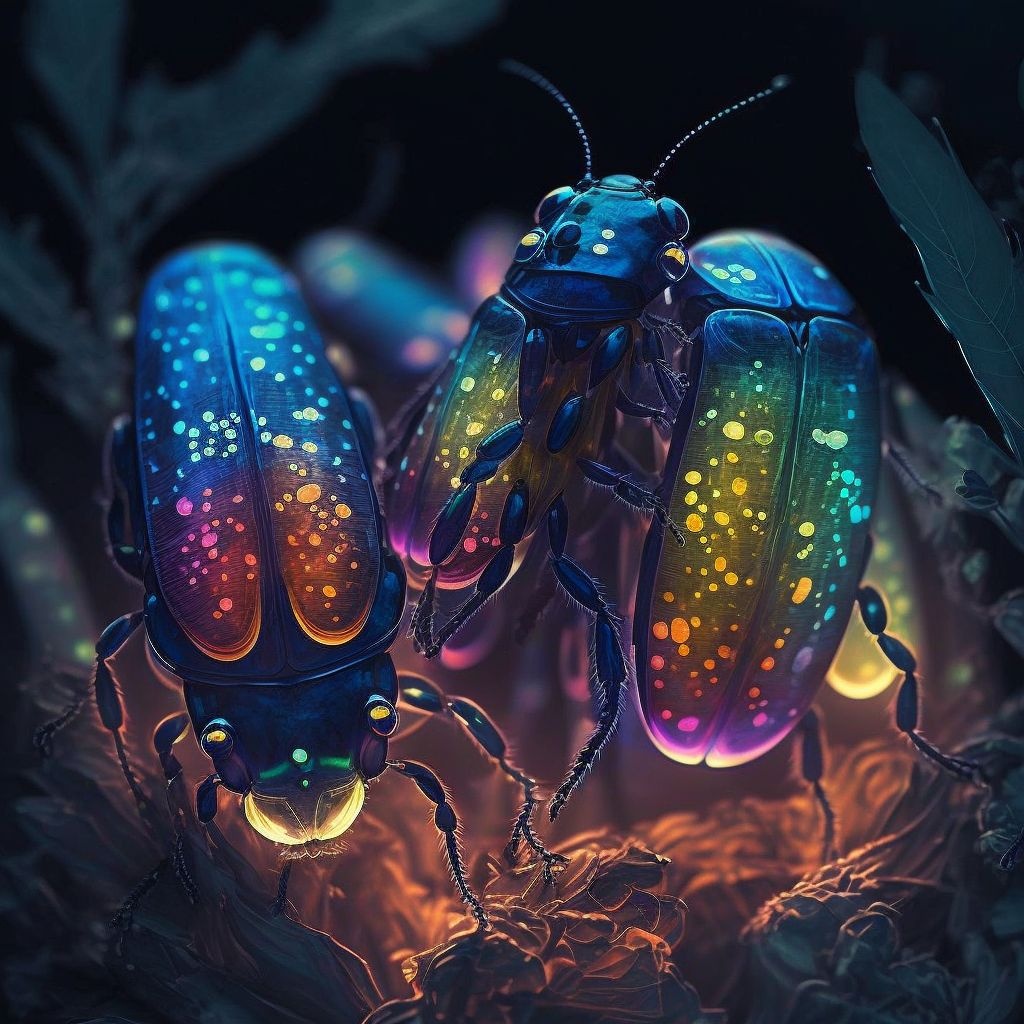 Prompt: rainbow fireflies