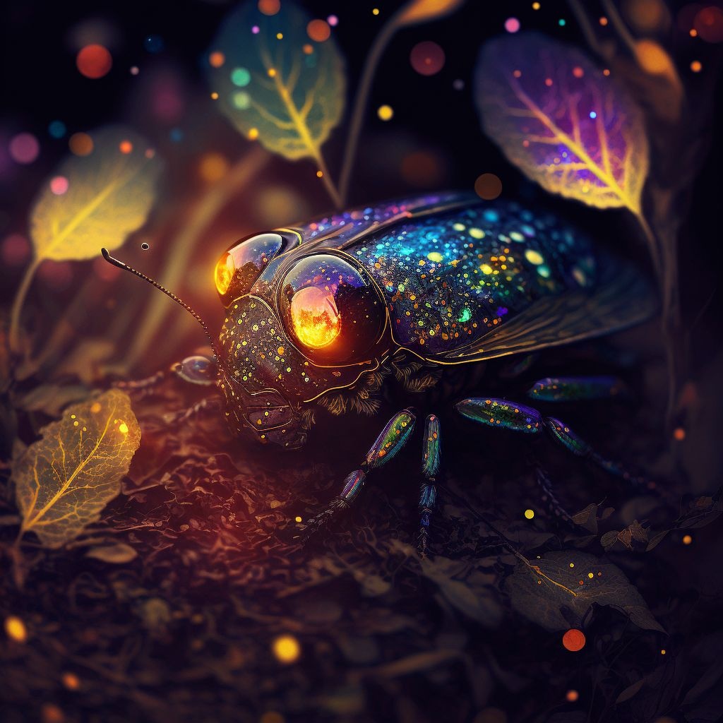 Prompt: rainbow fireflies