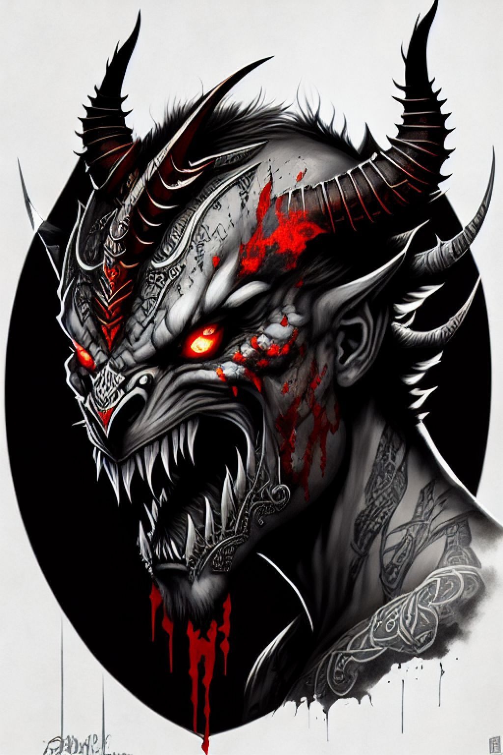 Hand Drawn Demon Tattoo Graphic by Mr.GR · Creative Fabrica