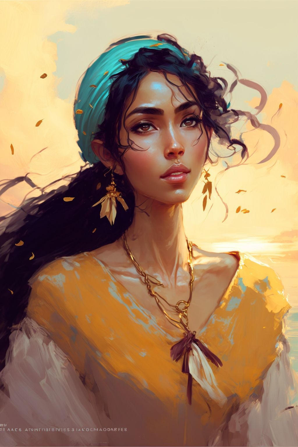 Prompt: cute anime disney princess jasmine, key visual, glamour,sceane from princess mononoke movie, cute anime girl, dynamic pose, anime digital painting by loish + rossdraws + Pino Daeni, brush strokes, painterly, impressionist style, half painted, golden hour