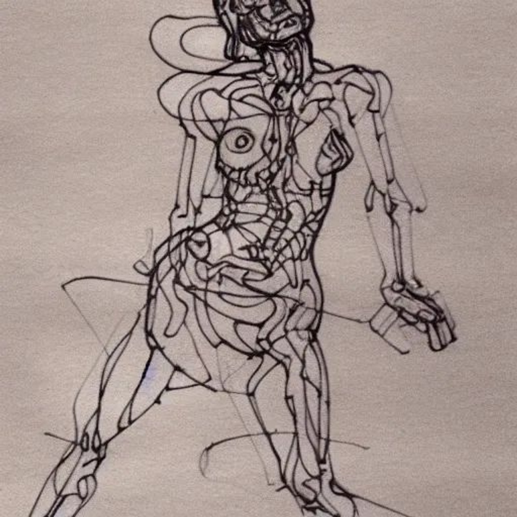 Prompt: anatomical drawing of a running woman