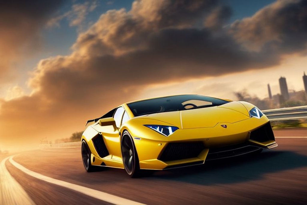 professional photo of a Lamborghini sports car in mo... | OpenArt