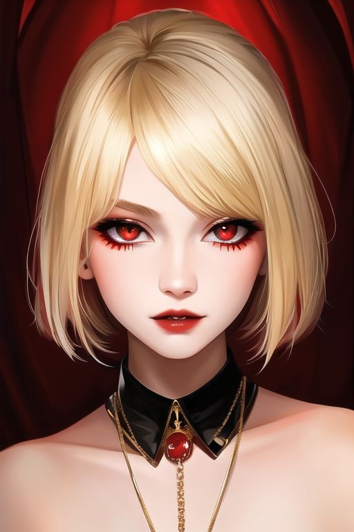 SamDoesArt, a girl, blonde hair, red eyes, vampire,... | OpenArt