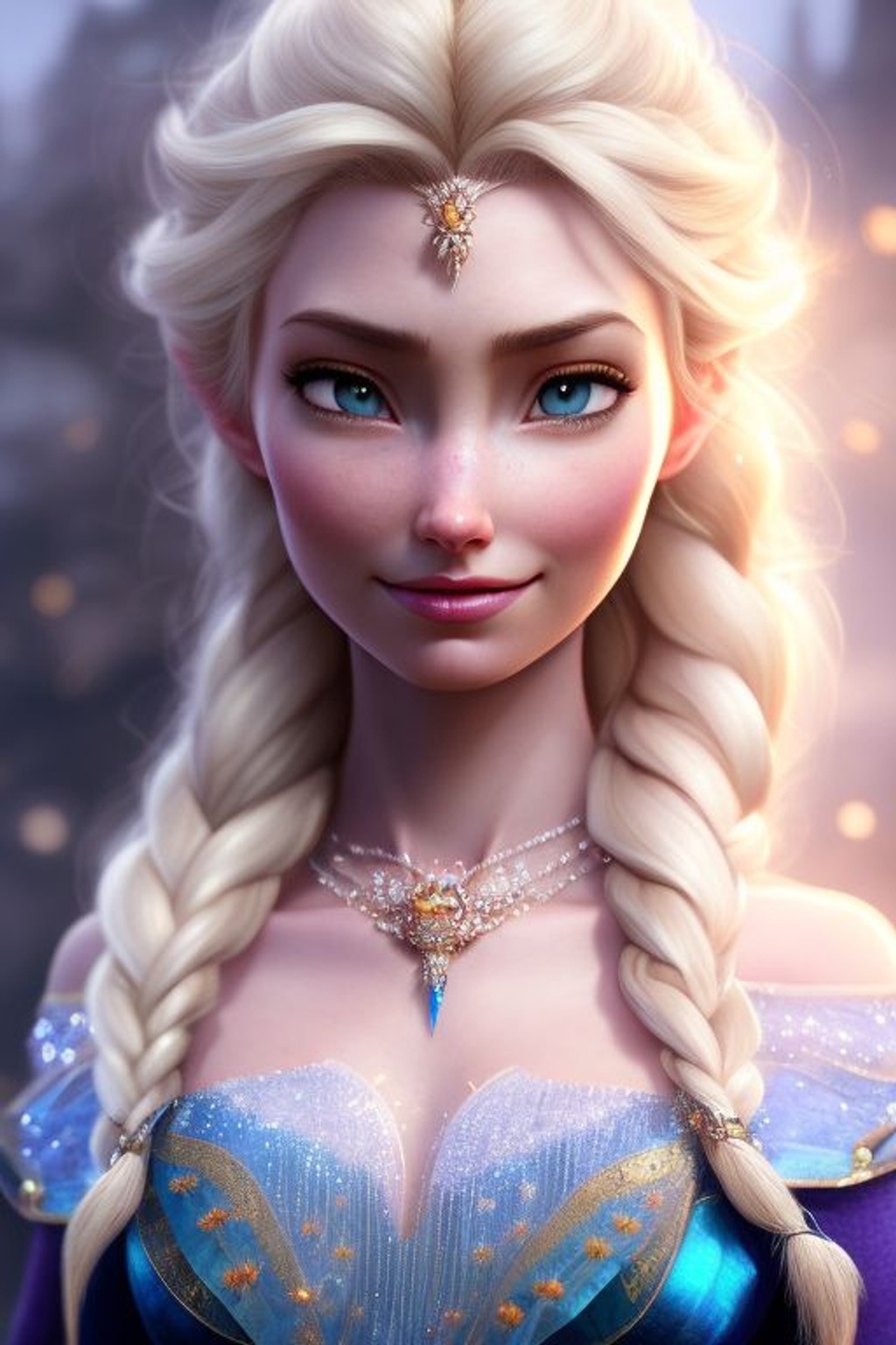 Prompt: Elsa, d & d, fantasy, intricate, elegant, highly detailed, digital painting, artstation, concept art, matte, sharp focus, illustration, hearthstone, art by artgerm and greg rutkowski and alphonse mucha, hdr 4k, 8k, -- NEGATIVE PROMPT: deformed, cripple, ugly, additional arms, additional legs, additional head, two heads, multiple people, group of people