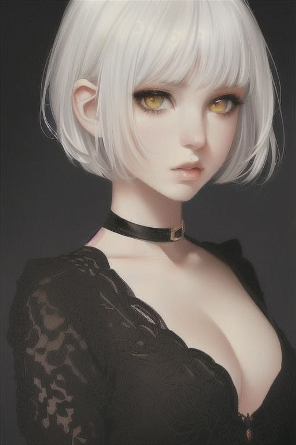 Prompt: SamDoesArt, a girl, white hair, yellow eyes, short hair, sad expression, HDRI, masterpiece, smooth, sharp focus, illustration, golden ratio, 