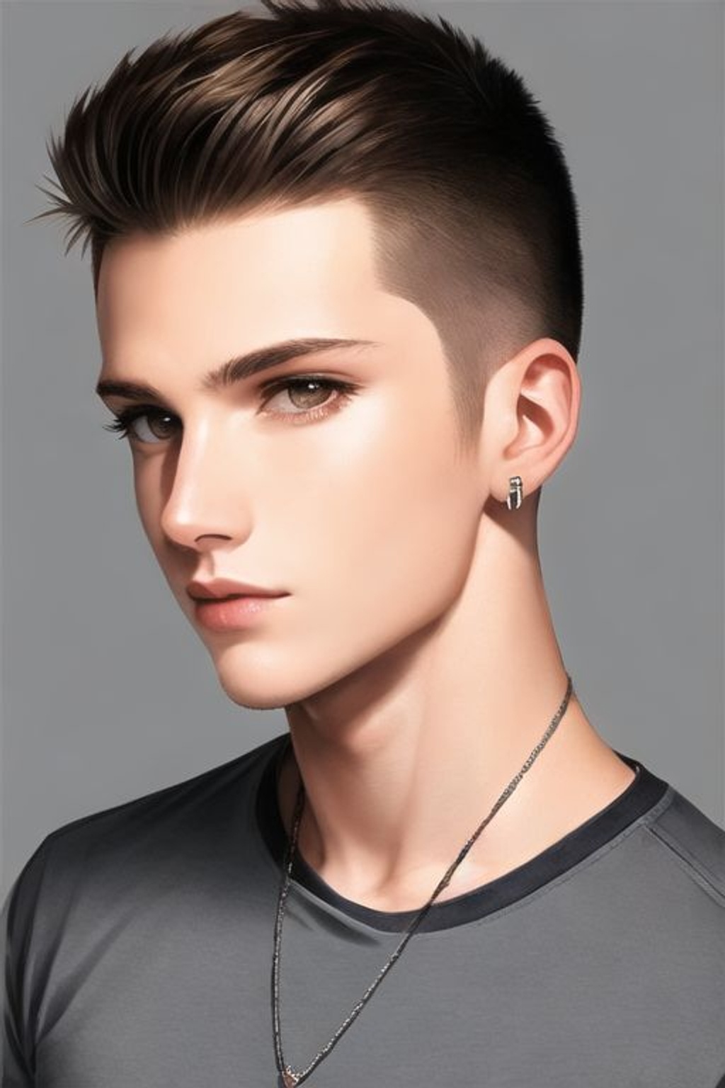 Prompt: SamDoesArt, a boy, buzz cut, chiseled jawline, dog tags, man, manly, muscular, army t-shirt, detailed face, HDRI, masterpiece, smooth, sharp focus, illustration, golden ratio, 