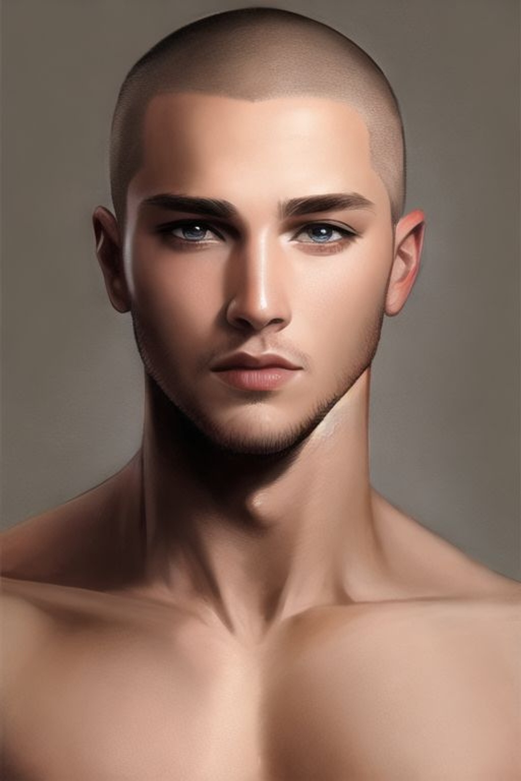 SamDoesArt, a boy, buzz cut, chiseled jawline, dog t