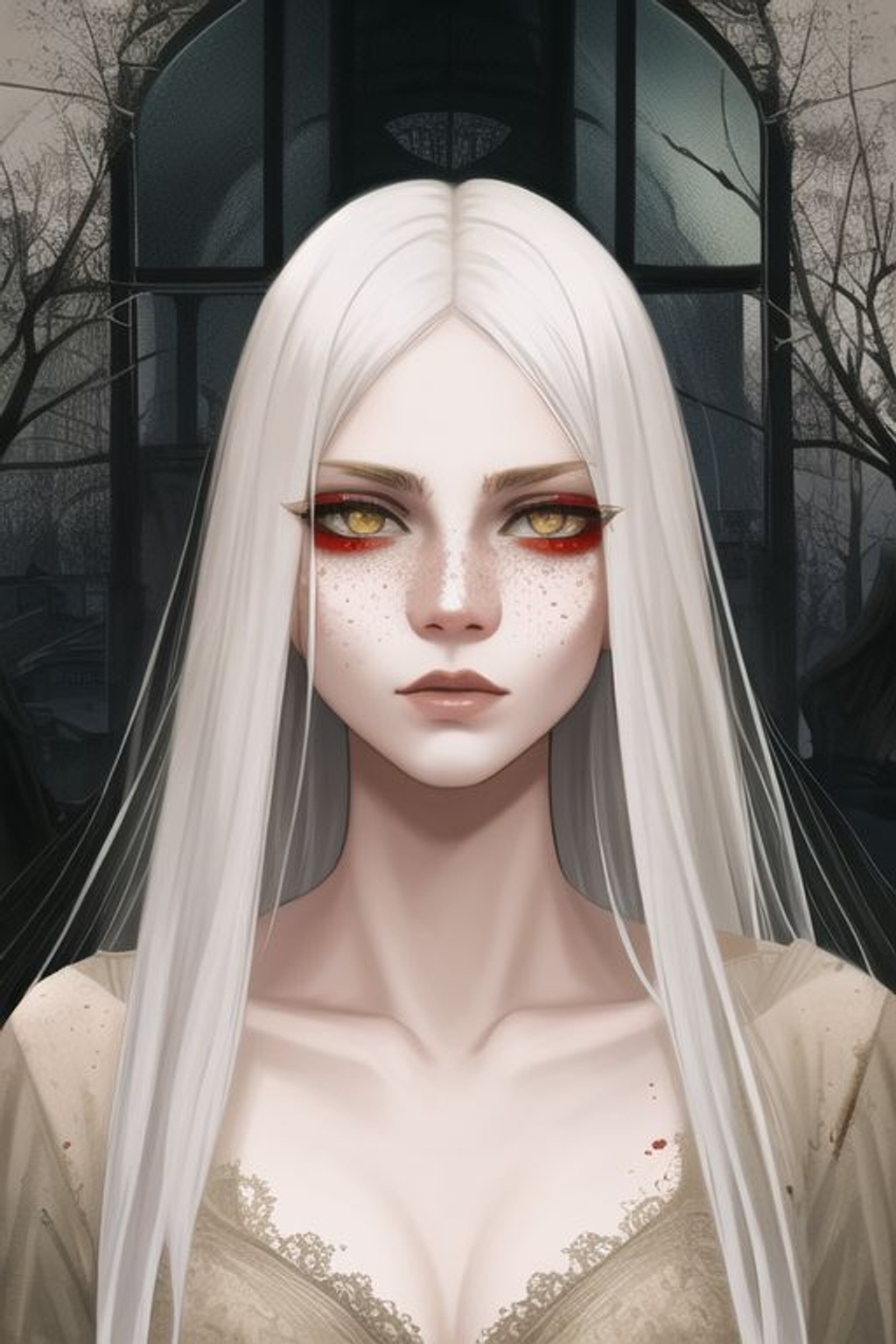 SamDoesArt, a girl, white hair, yellow eyes, strong... | OpenArt