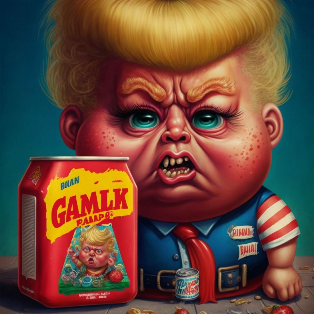 Prompt: garbage pail kids donald trump