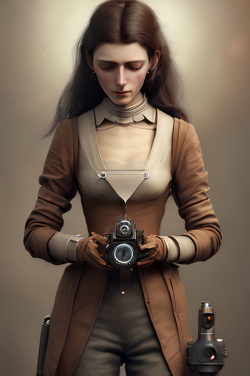 woman with a sleek handheld Time Machine | OpenArt